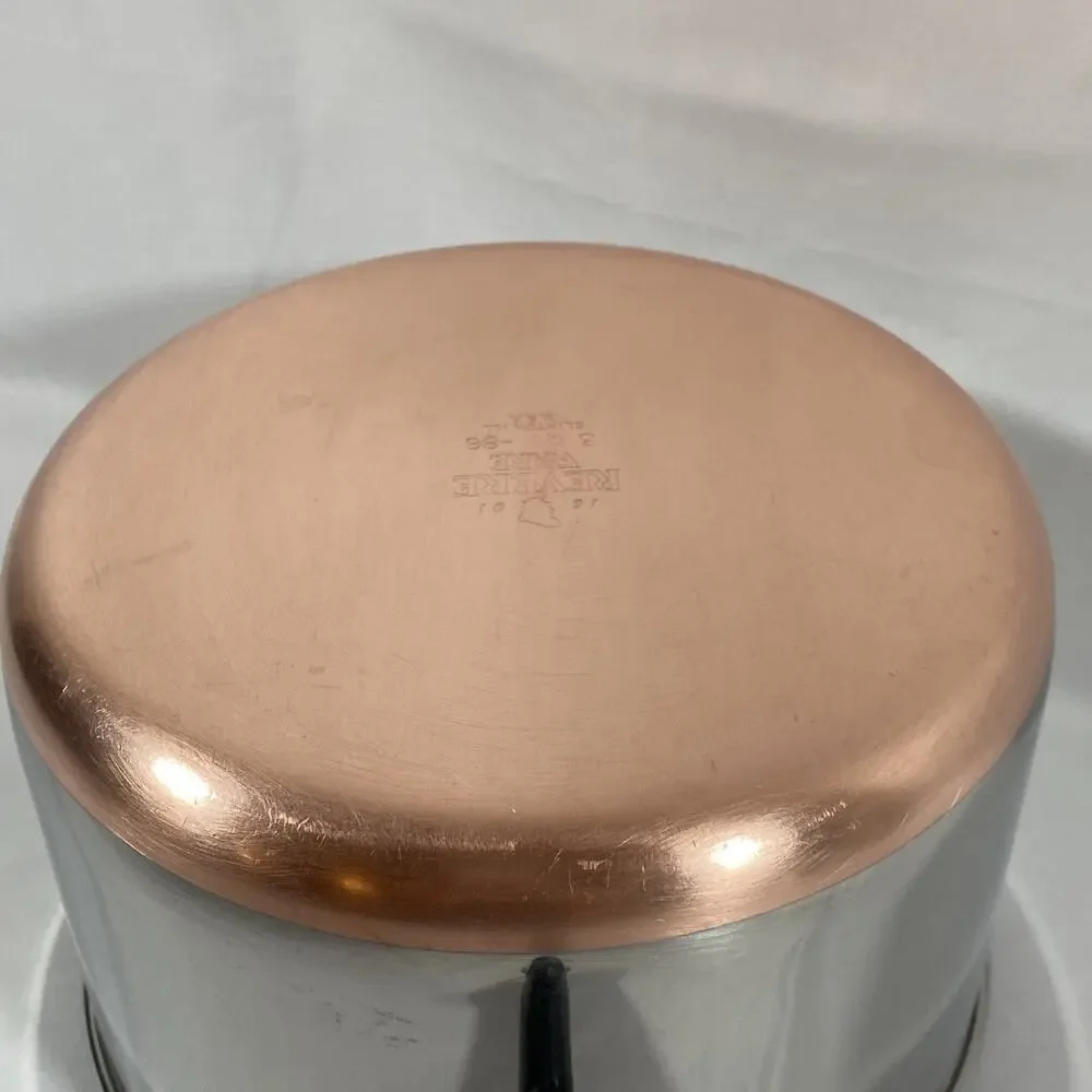 Revere Ware 3 Qt Saucepan W/ Lid & Steamer Copper Bottom Stainless Steel Clinton